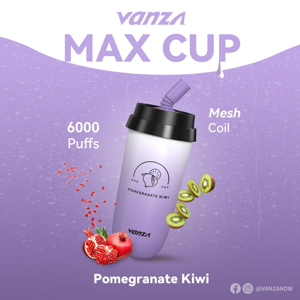 Vanza Max Cup 6000Puffs Rechargeable Disposable Vape Pomegranate Kiwi