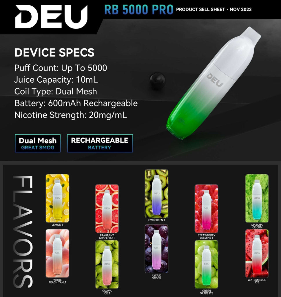  DEU RB5000 Pro - Strong Airflow Diposable Vape